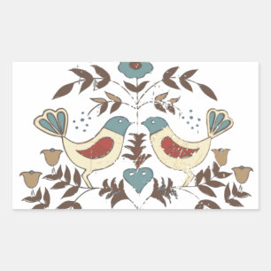 Pennsylvania Dutch Amish Hex Sign Bird Americana Rectangular Sticker