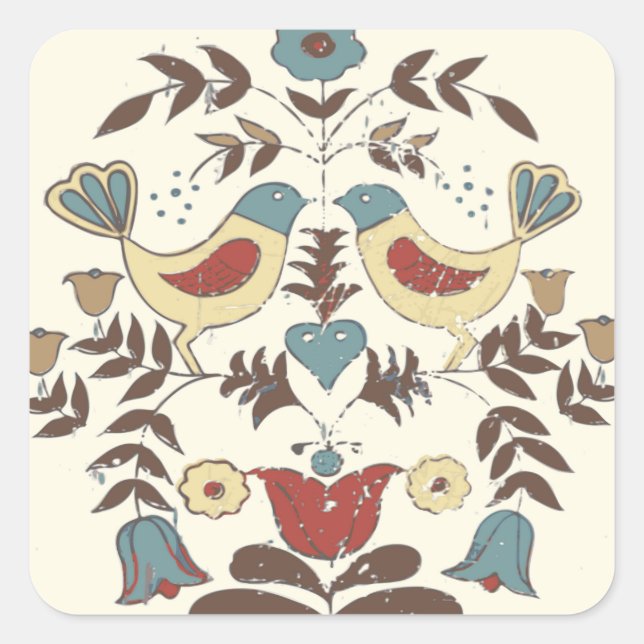 Pennsylvania Dutch Amish Hex Sign Bird Americana Square Sticker (Front)