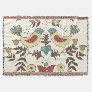Pennsylvania Dutch Amish Hex Sign Bird Americana Throw Blanket