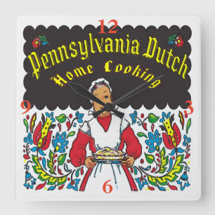 Pennsylvania Dutch, Home Cooking Square Wall Clock