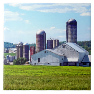 Pennsylvania Farm With Silos Ceramic Tile