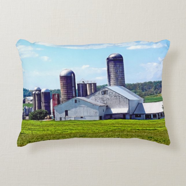 Pennsylvania Farm With Silos Decorative Cushion (Front)