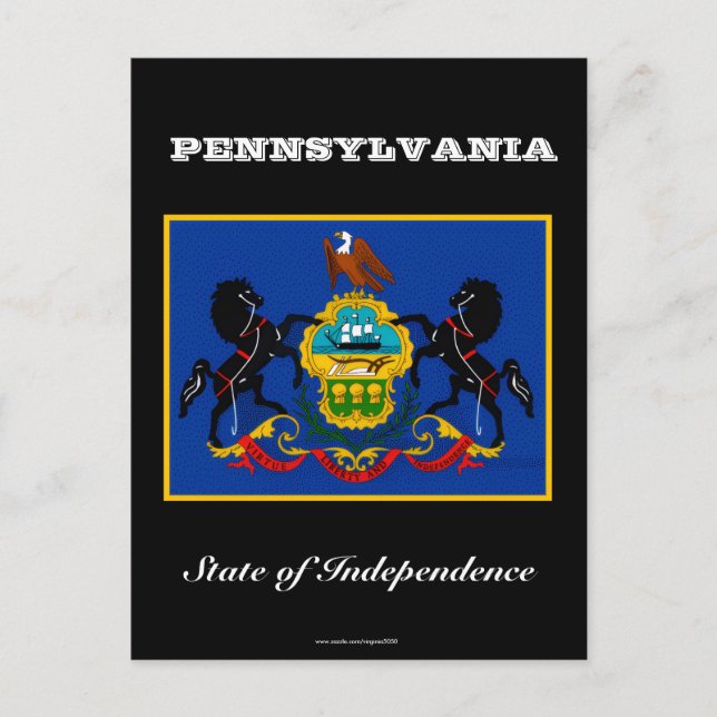 Pennsylvania flag and slogan postcard (Front)