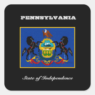 Pennsylvania flag and slogan square sticker