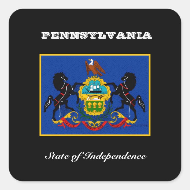 Pennsylvania flag and slogan square sticker (Front)