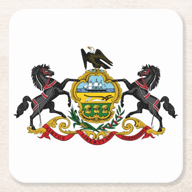 Pennsylvania flag square paper coaster (Front)