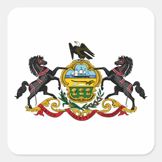 Pennsylvania flag square sticker (Front)