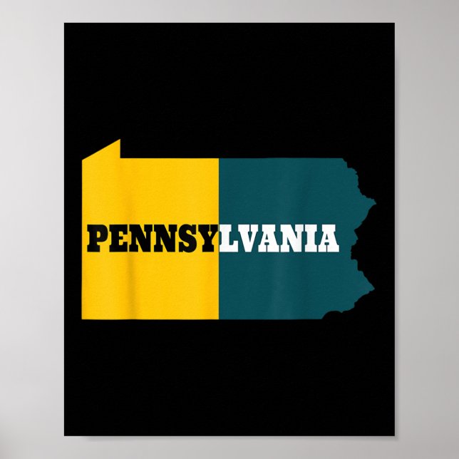 Pennsylvania Football Map Funny Game Fan  Poster (Front)