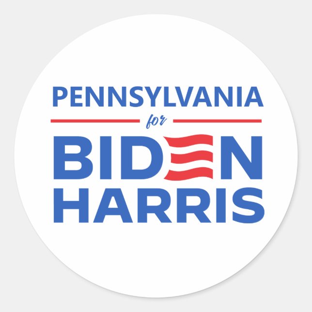 Pennsylvania for Biden Harris Classic Round Sticker (Front)