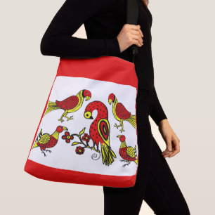Pennsylvania German folk art birds print Crossbody Bag
