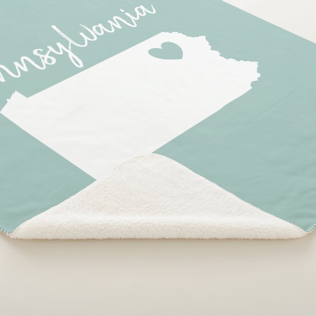 Pennsylvania home state map love heart  sherpa blanket (3/4)