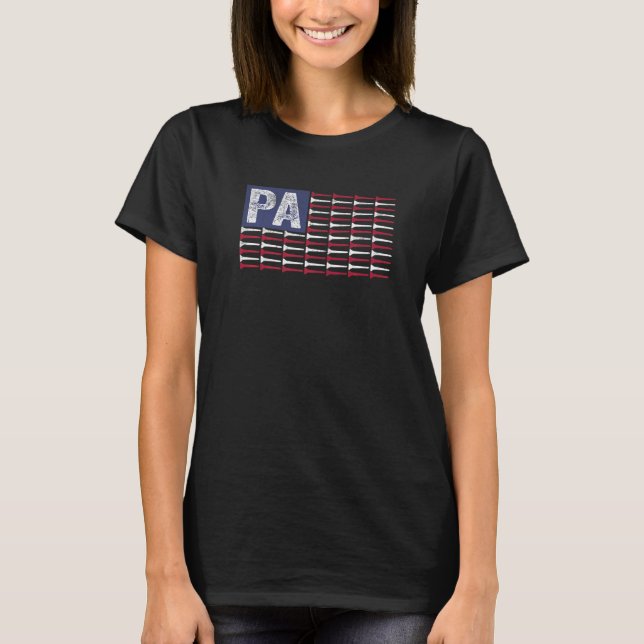Pennsylvania Home State PA American Flag Patriotic T-Shirt (Front)