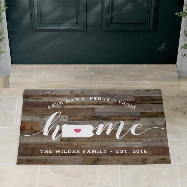 Pennsylvania Home State Personalised Wood Look Doormat (Creator Uploaded)