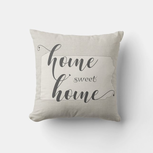 Pennsylvania  - Home Sweet Home burlap-look Cushion (Front)