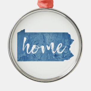 Pennsylvania Home Wood Grain Metal Ornament