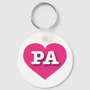 Pennsylvania Hot Pink Heart - I love PA Key Ring