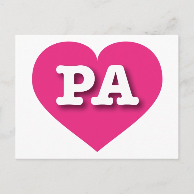 Pennsylvania Hot Pink Heart - I love PA Postcard (Front)