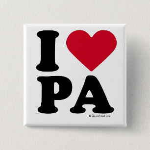 PENNSYLVANIA - "I LOVE PA" "I LOVE PENNSYLVANIA" 15 CM SQUARE BADGE
