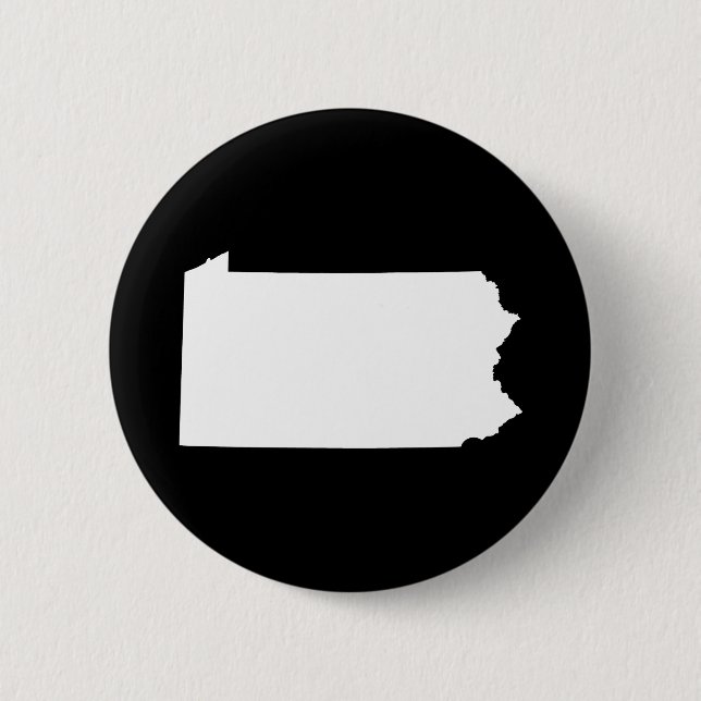 Pennsylvania in White and Black 6 Cm Round Badge (Front)