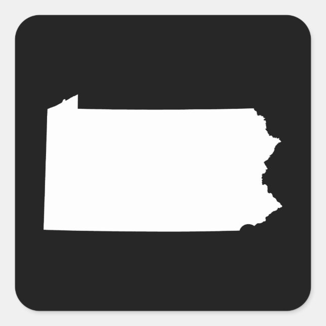 Pennsylvania in White and Black Square Sticker (Front)
