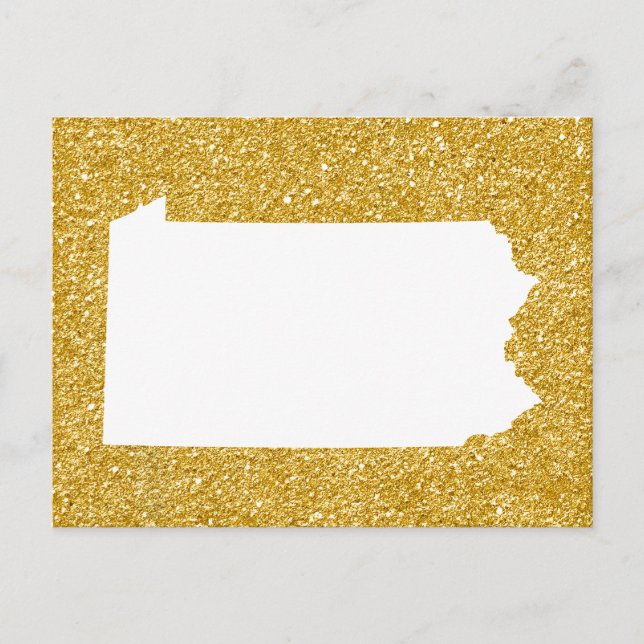 Pennsylvania in White and Gold Glitter Postcard (Front)