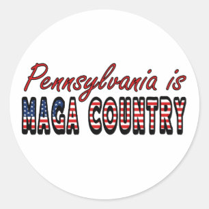 Pennsylvania Is MAGA Country Trump Trucker Hat Classic Round Sticker