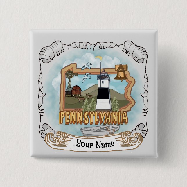 Pennsylvania Lighthouse 15 Cm Square Badge (Front)