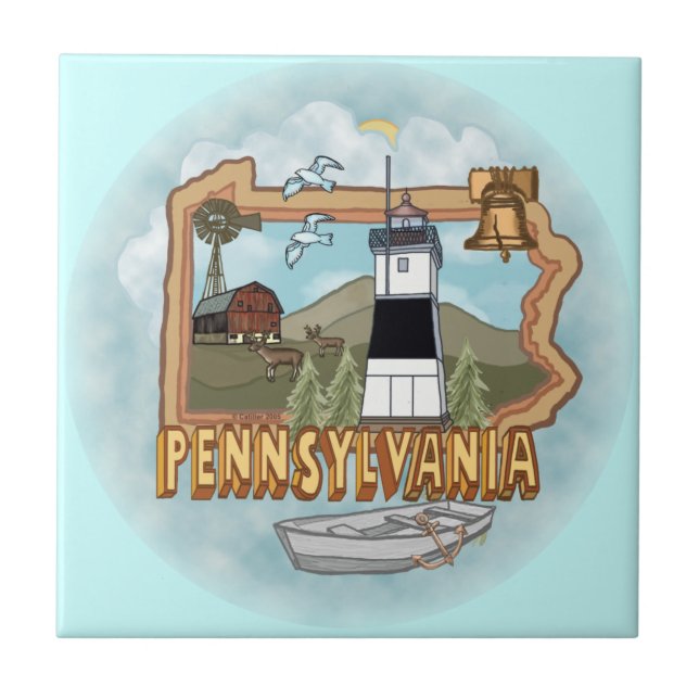 Pennsylvania Lighthouse Ceramic Tile (Front)