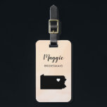 Pennsylvania Map Luggage Tag, Wedding Party Luggage Tag<br><div class="desc">These state luggage tags make the perfect wedding party gift tags or welcome bag tags. Tie it to your bridesmaid gifts instead of a typical paper gift tag, and they can use it for months and years to come. Tags have a peach apricot watercolor background. To place the heart at...</div>
