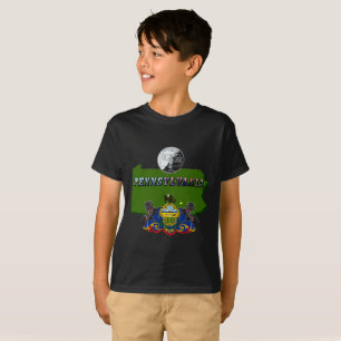 Pennsylvania Map Quarter Flag Picture Text Kids T-Shirt