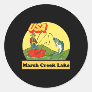 Pennsylvania Marsh Creek Lake - Usa Retro Fishing Classic Round Sticker