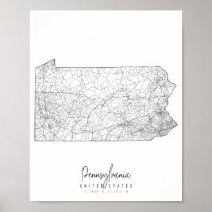 Pennsylvania Minimal Street Map Poster