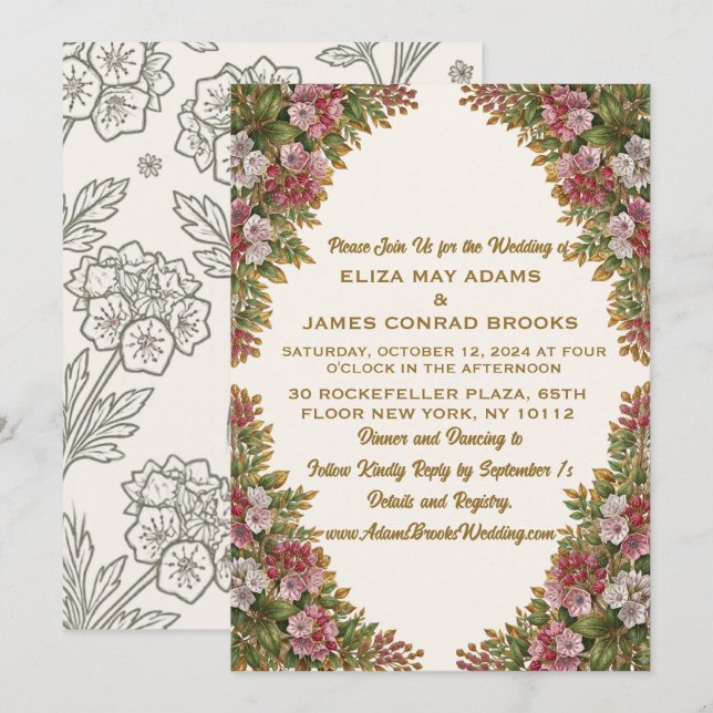 Pennsylvania Mountain Laurel Wedding Invitation (Front/Back)