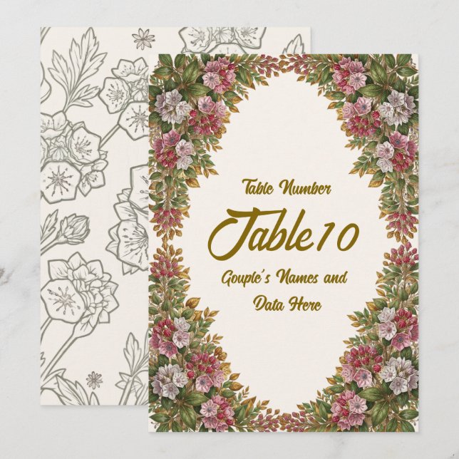 Pennsylvania Mountain Laurel Wedding Table Number  (Front/Back)