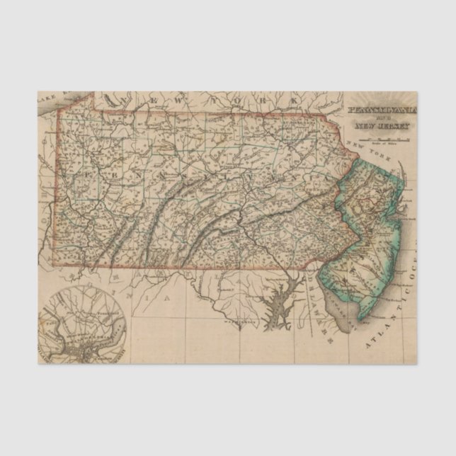 Pennsylvania, New Jersey Tissue Paper (Front)