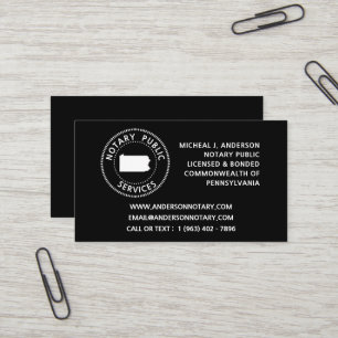 Pennsylvania Notary Public Services Business Card