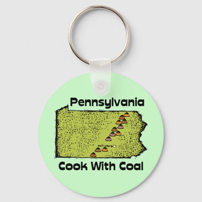 Pennsylvania PA US States Motto ~ Cook With Coal Key Ring (Front)