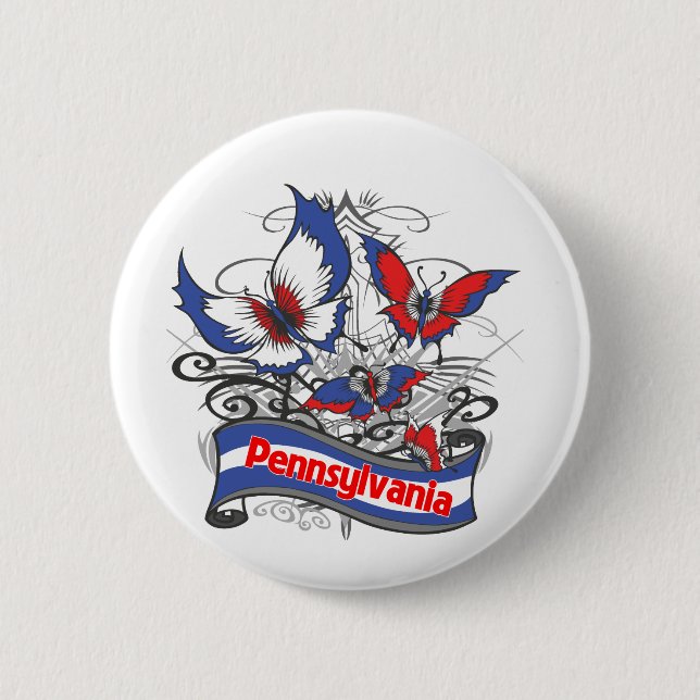Pennsylvania Patriotism Butterfly 6 Cm Round Badge (Front)