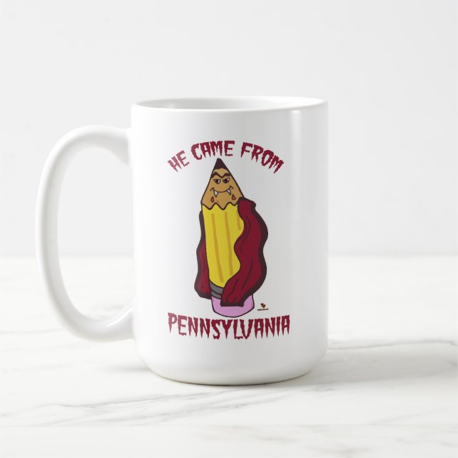 Pennsylvania Pencil Vampire Cheeky Humour Coffee Mug (Left)