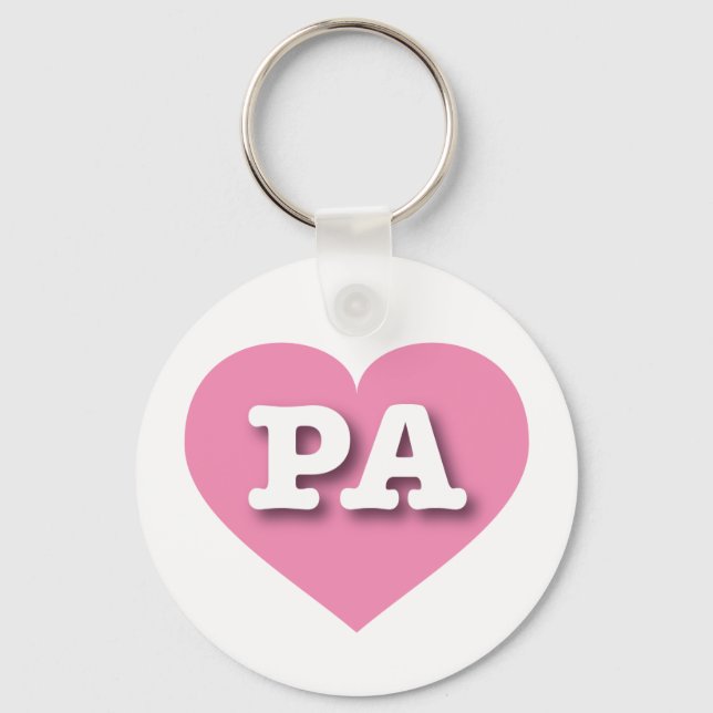Pennsylvania Pink Heart - I love PA Key Ring (Front)