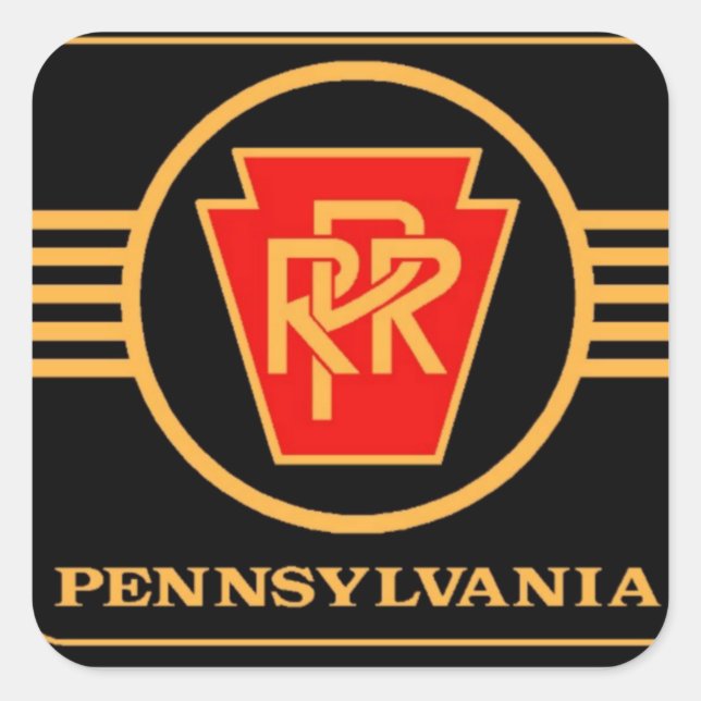 Pennsylvania Railroad Black and  Gold large Square Sticker (Front)