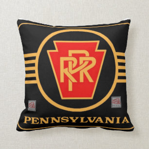 Pennsylvania railroad black and gold logo cushion