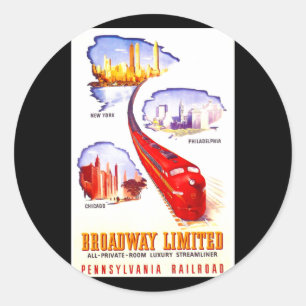 Pennsylvania Railroad Broadway Limited Streamliner Classic Round Sticker
