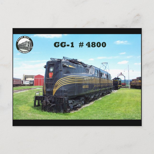 Pennsylvania Railroad Locomotive GG-1 #4800 -2- Postcard (Front)