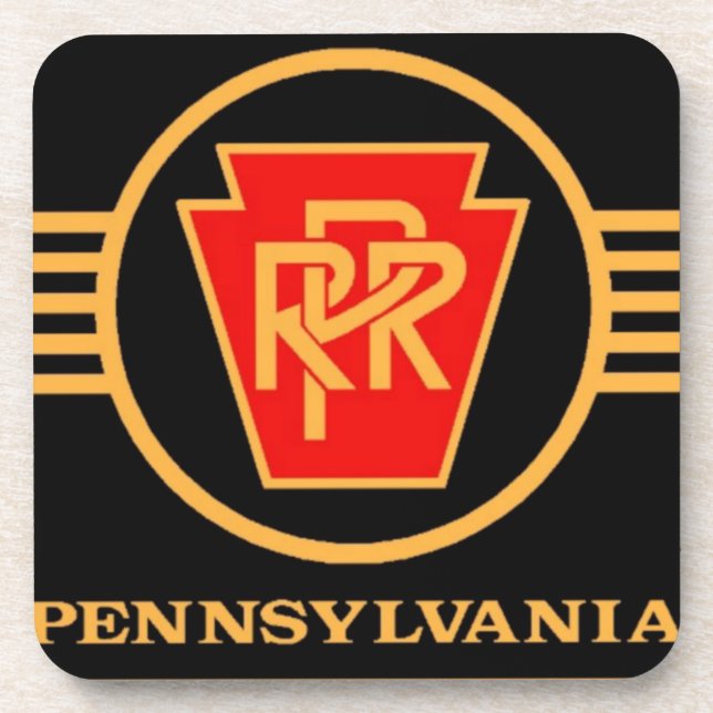Pennsylvania Railroad Logo, Black and Gold Coaster (Front)