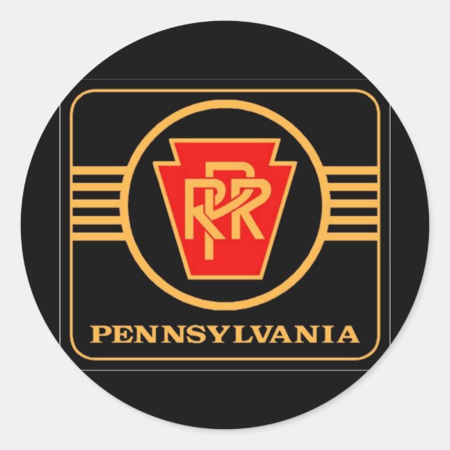 Pennsylvania Railroad Logo, Black & Gold Classic Round Sticker (Front)