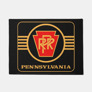 Pennsylvania Railroad Logo, Black & Gold Doormat