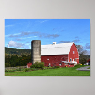 Pennsylvania Red Barn and Wind Turbines 12 x 8 Poster