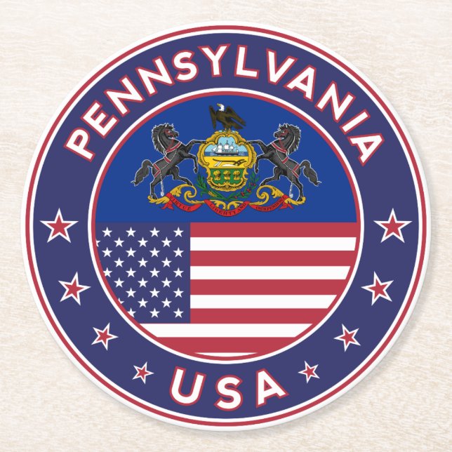 Pennsylvania Round Paper Coaster (Front)