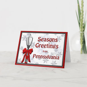 Pennsylvania Seasons Greetings Lamp Snowflake Holiday Card